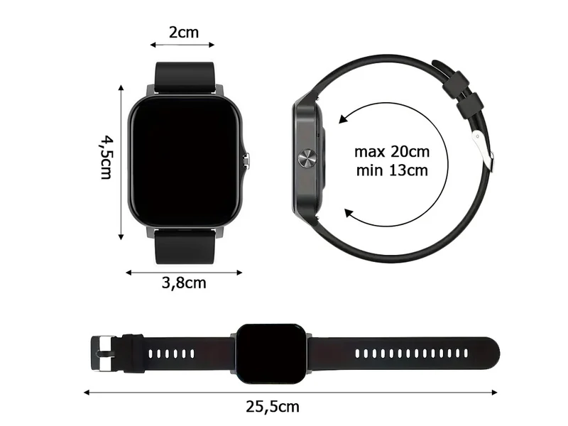 Smartwatch med Bluetooth-samtalefunktion – Sportsklocka för dam och herr med pulsmätare, SpO2 och 20 sportfunktioner