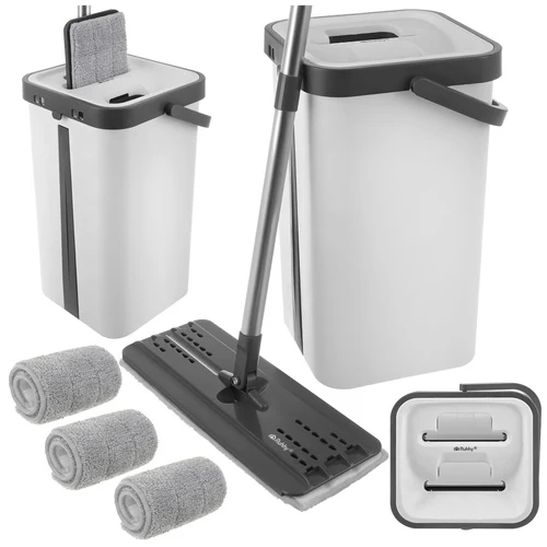 Flatmoppsats - hink 8,5 el. 11L – Inkl. 3 mikrofiberdukar och handsfree-vridning