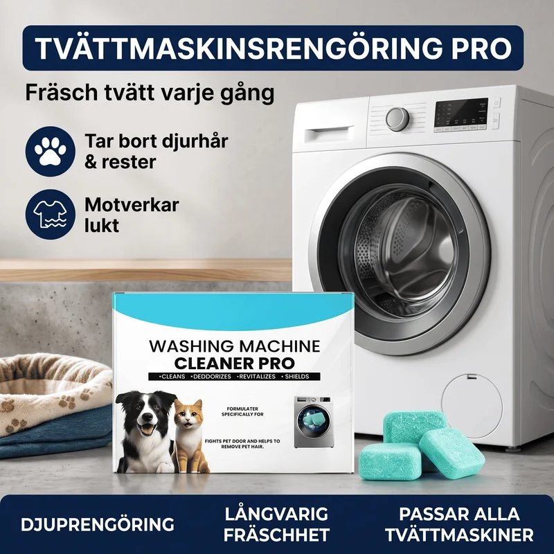 FreshCore – Rengöringstabletter för Tvättmaskin mot Djurhår och Lukt – Djuprengöring