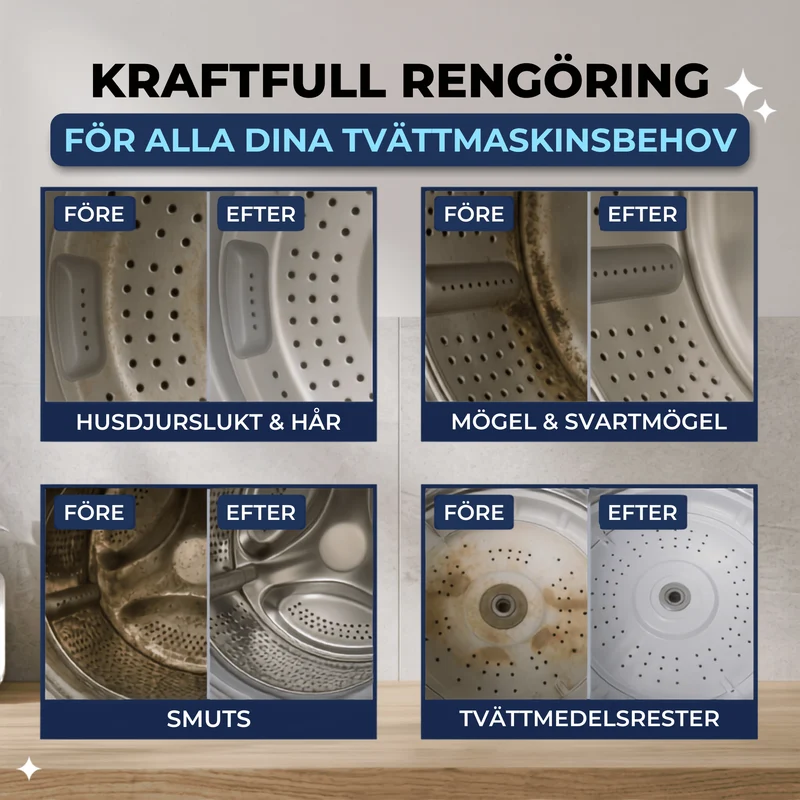 FreshCore – Rengöringstabletter för Tvättmaskin mot Djurhår och Lukt – Djuprengöring