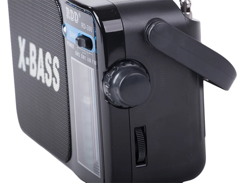 Radio, bärbar, – FM/AM/SW, uppladdningsbar med X-BASS & ficklampa