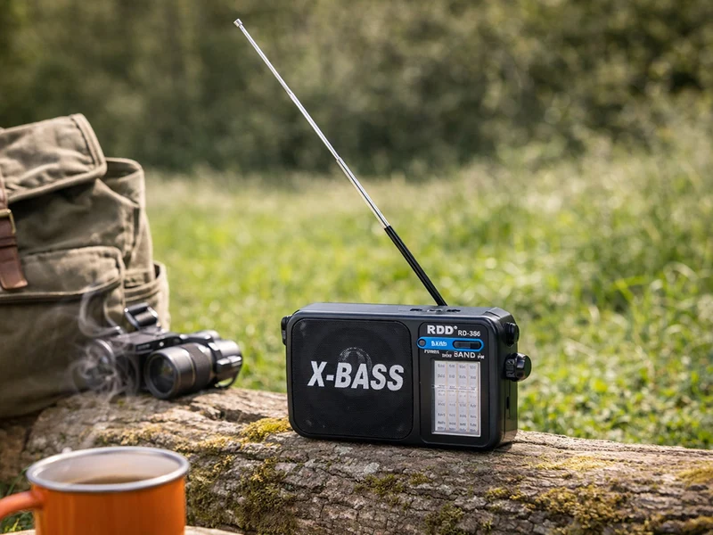 Radio, bärbar, – FM/AM/SW, uppladdningsbar med X-BASS & ficklampa