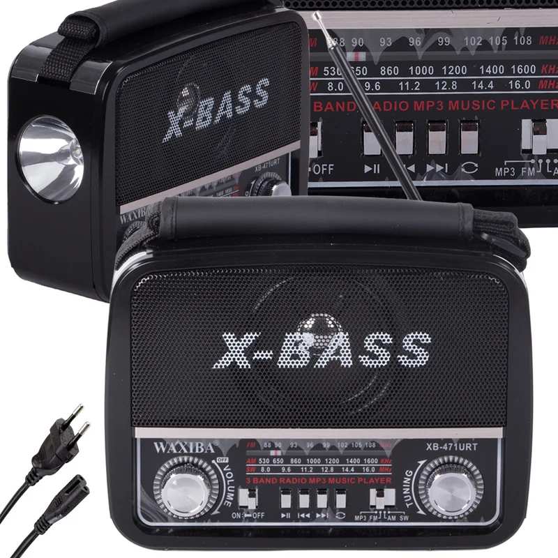 Retroradio, bärbar med FM/AM/SW, MP3-spelare & ficklampa – USB, AUX & Batteri