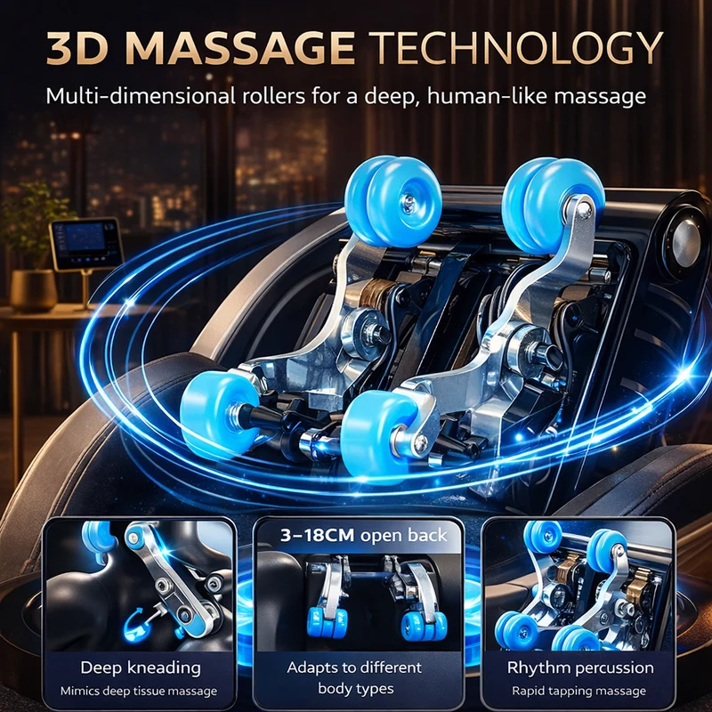 Massagestol 3D med kroppsscanning, SL-skena, lufttrycksmassage, värme i ben/ländrygg & Zero Gravity - Modell 988Q6