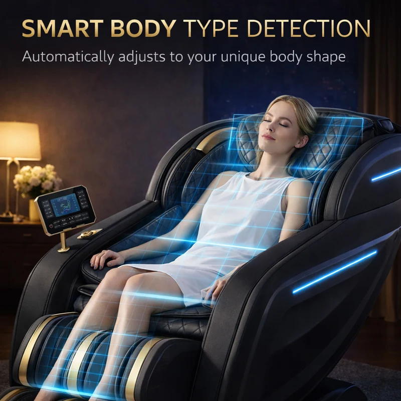 Massagestol 3D med kroppsscanning, SL-skena, lufttrycksmassage, värme i ben/ländrygg & Zero Gravity - Modell 988Q6