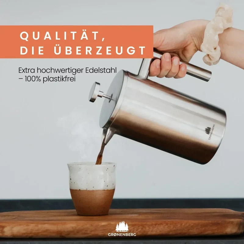 Kaffeepresse i rustfrit stål - 350 ml med dobbeltvægges isolering