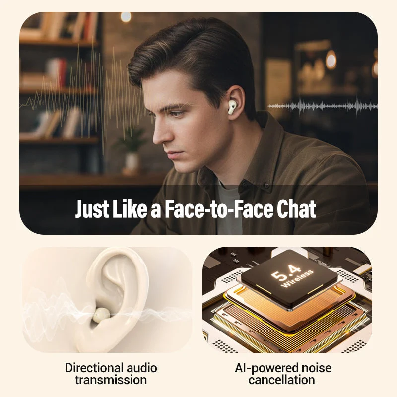Trådløse In-Ear Hovedtelefoner | Bluetooth 5.4 med Støjreduktion & Ladetasker | Over 8 Timer Batterilevetid
