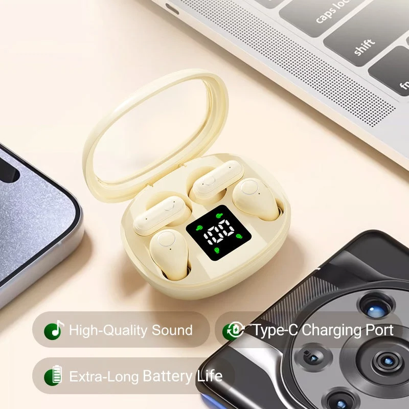 Trådløse In-Ear Hovedtelefoner | Bluetooth 5.4 med Støjreduktion & Ladetasker | Over 8 Timer Batterilevetid