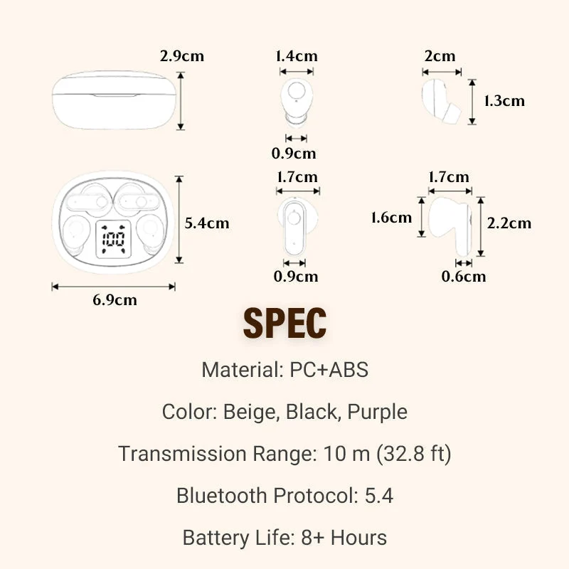 Trådløse In-Ear Hovedtelefoner | Bluetooth 5.4 med Støjreduktion & Ladetasker | Over 8 Timer Batterilevetid