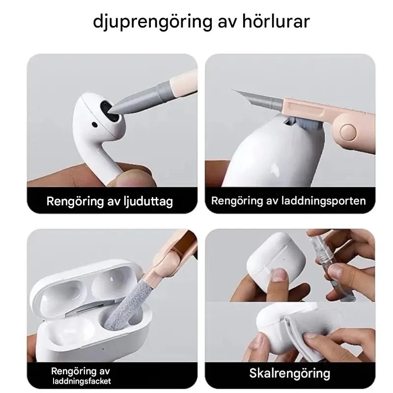 CleanMate – 7-i-1 Rengöringskit för Tangentbord & Hörlurar | Smart Vårdlösning för Dator & Teknikprylar