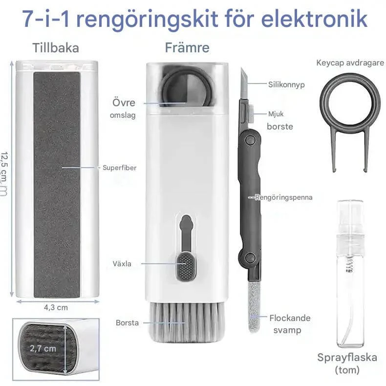 CleanMate – 7-i-1 Rengöringskit för Tangentbord & Hörlurar | Smart Vårdlösning för Dator & Teknikprylar