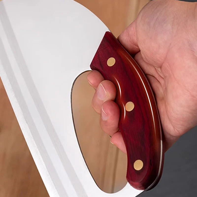 Ergonomisk køkkenkniv i rustfrit stål | Præcisionskniv til kød, grøntsager & krydderurter | Skridsikker træhåndtag
