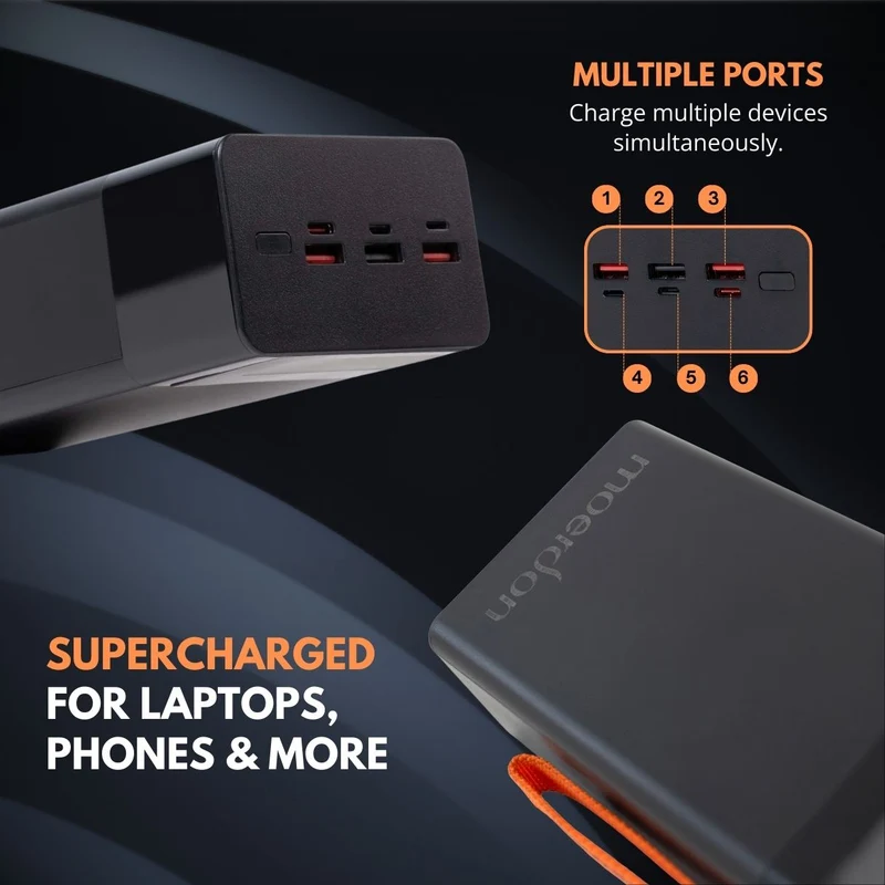 Powerbank til bærbare computere | 40.000 mAh med 100 W PD hurtigopladning