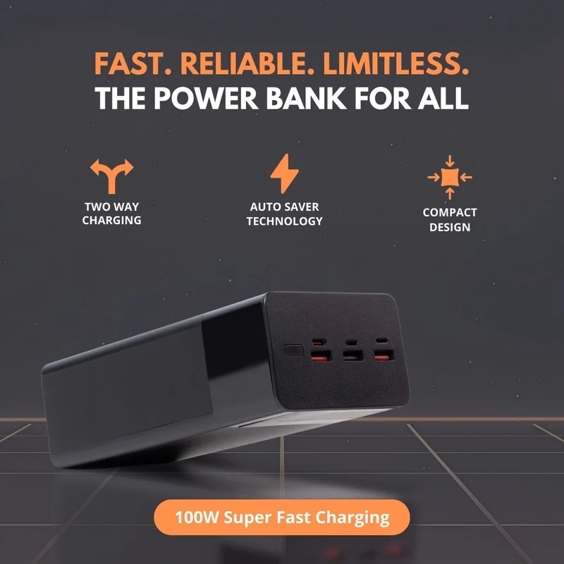 Powerbank til bærbare computere | 40.000 mAh med 100 W PD hurtigopladning