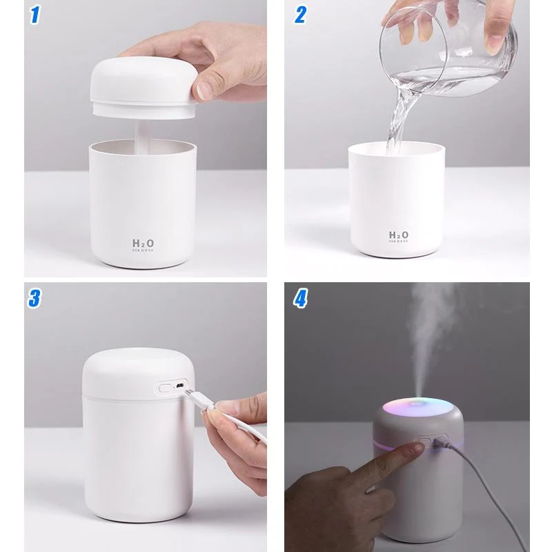Trådløs luftfugter med ultralyddiffusor, USB og stille 36 dB drift