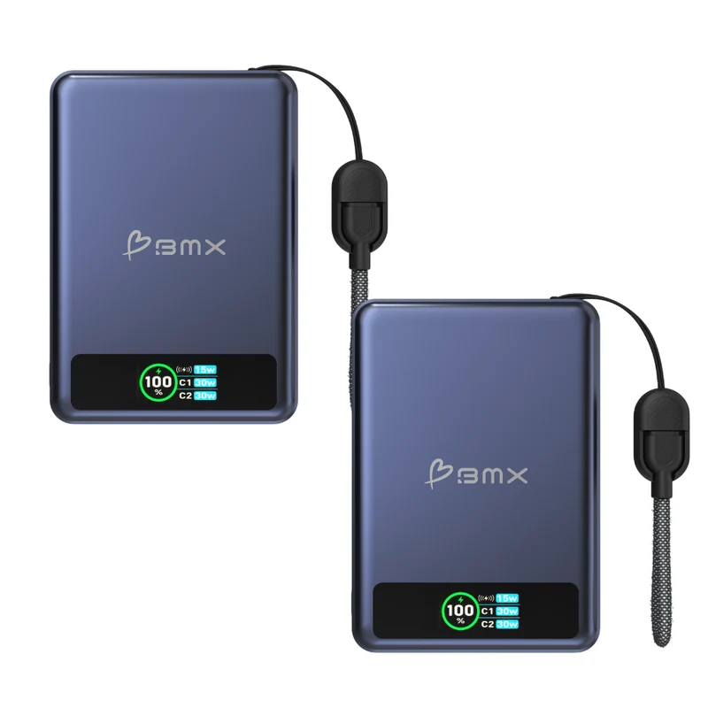 Sæt af 2 Qi2 Powerbanks med 10000 mAh og 30W USB-C Hurtigopladning
