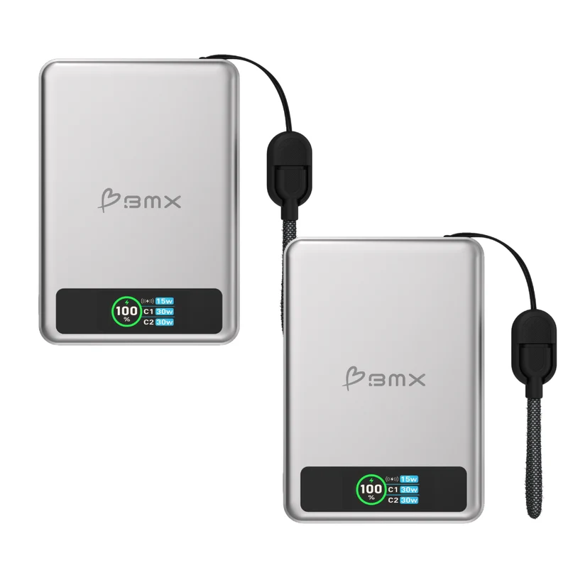 Sæt af 2 Qi2 Powerbanks med 10000 mAh og 30W USB-C Hurtigopladning