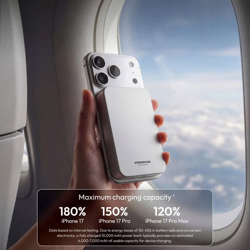 Trådløs Powerbank 10000 mAh med MagSafe, Qi2 og USB-C PD