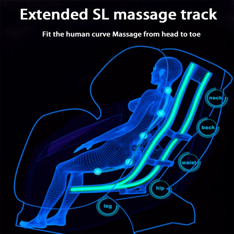 Massagestol 4D med SL-teknologi, lufttrycksmassage, värmeterapi och stor pekskärm – Modell A6 Svart