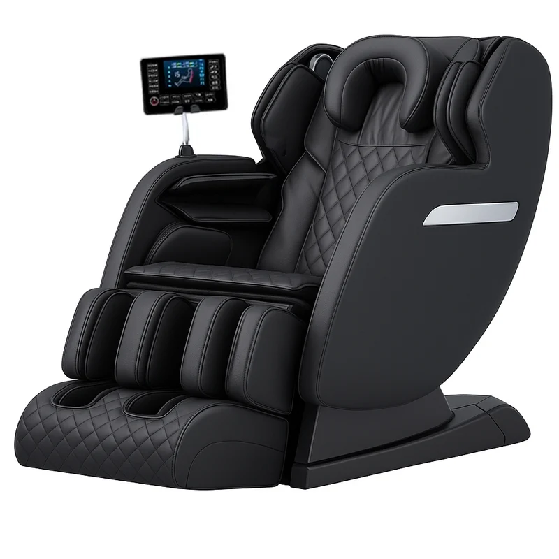 Massagestol 4D med SL-teknologi, lufttrycksmassage, värmeterapi och stor pekskärm – Modell A6 Svart