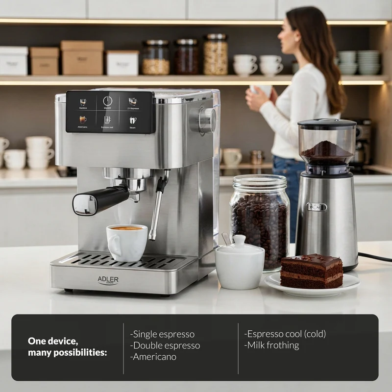Espressomaskin 20 bar med mjölkskummare & touchskärm