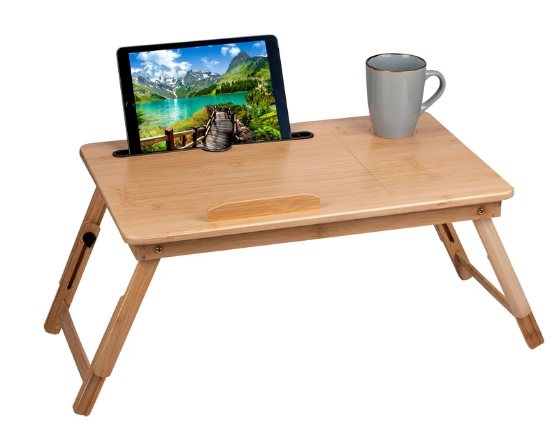 Laptopbord i bambu, kan enkelt fällas ihop – Lätt och platsbesparande design