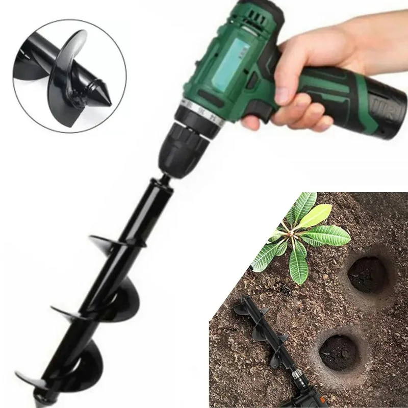 30 cm Bore til Akku Skruetrækker | Spiral Bore til Plantehuller | Havebor i Pulverlakeret Stål