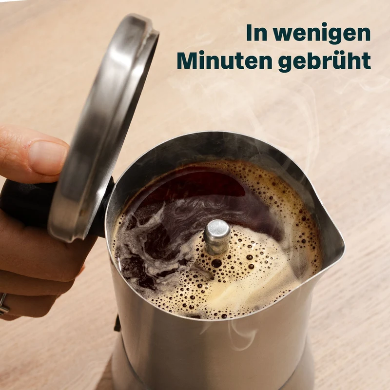 Espressokaffekoger sæt | 3 dele med manuel kaffekværn, mælkeskummer og tilbehør til op til 6 kopper