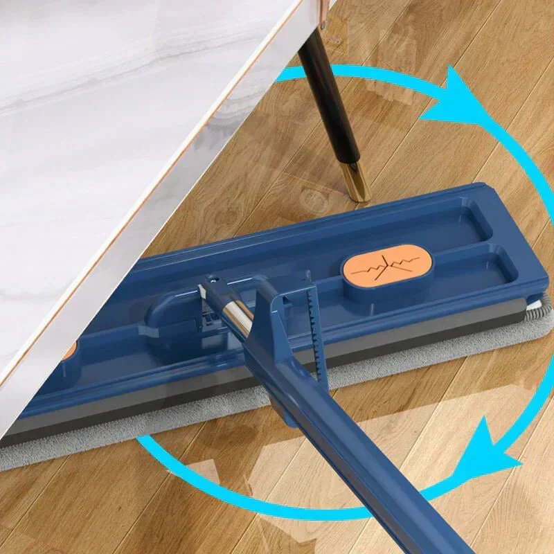 Mikrofiber Gulvmoppe med 360° Drejehoved og Håndfri Udstødningssystem - Til Parket, Fliser og Laminat