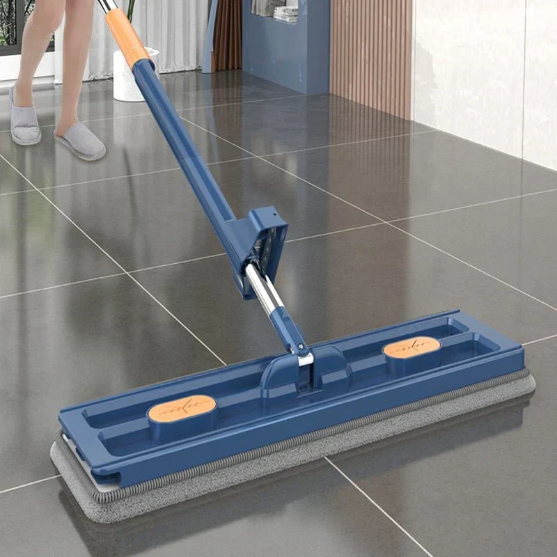 Mikrofiber Gulvmoppe med 360° Drejehoved og Håndfri Udstødningssystem - Til Parket, Fliser og Laminat