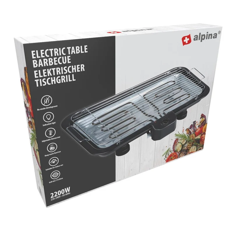 ALPINA Elektrisk Bordsgrill 2200W – Stor Elgrill
