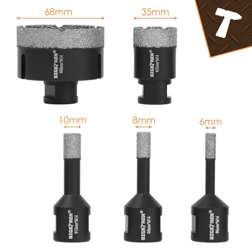 Diamanthålsågar M14 (6–68 mm) – 6 delar för kakel, keramik & sten
