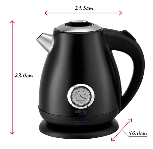 Vattenkokare 1,7L med termometer i rostfritt stål