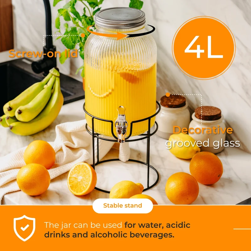 Dryckesdispenser 4L inkl. metallställ