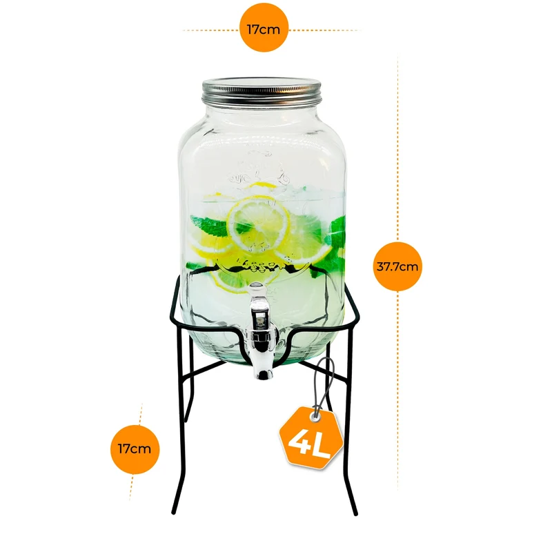 Dryckesdispenser 4L inkl. metallställ