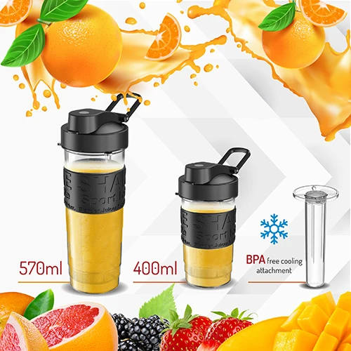 Blender med 2 sportflaskor