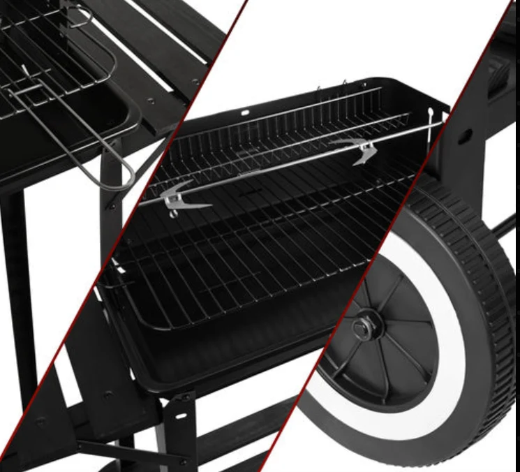 Kolgrill med rotisserie och värmehylla – trädgårdsgrill med hyllor
