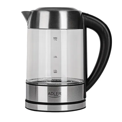 Vattenkokare 1,7 L i glas, temperaturstyrd, med LCD och LED-belysning