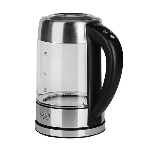 Vattenkokare 1,7 L i glas, temperaturstyrd, med LCD och LED-belysning