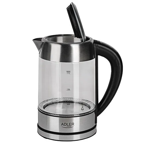 Vattenkokare 1,7 L i glas, temperaturstyrd, med LCD och LED-belysning