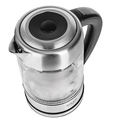 Vattenkokare 1,7 L i glas, temperaturstyrd, med LCD och LED-belysning