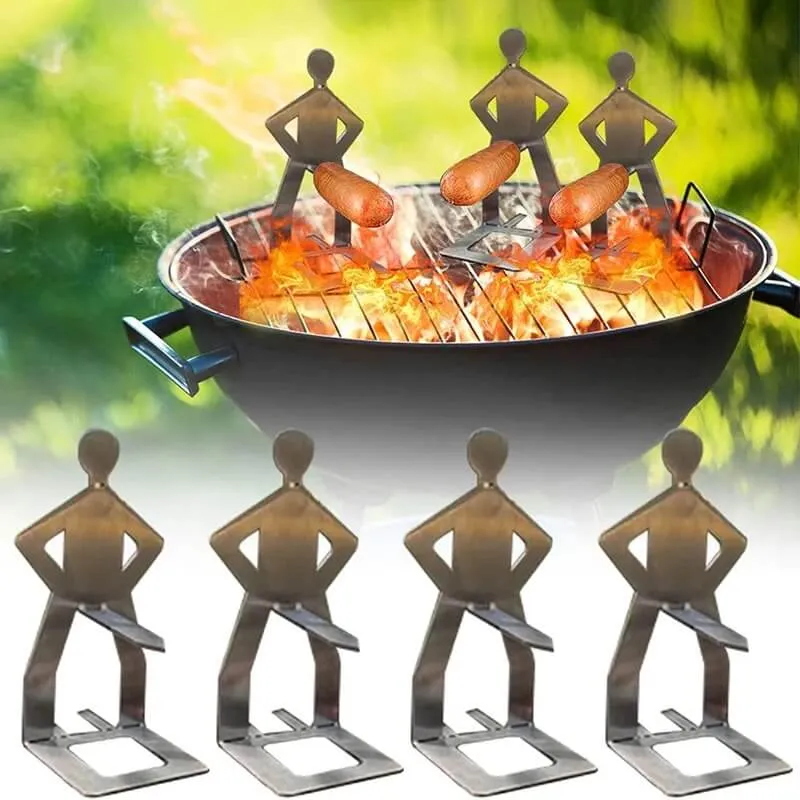 Sausbro - Bärbar korvhållare i rostfritt stål för camping, grill och picknick 5st