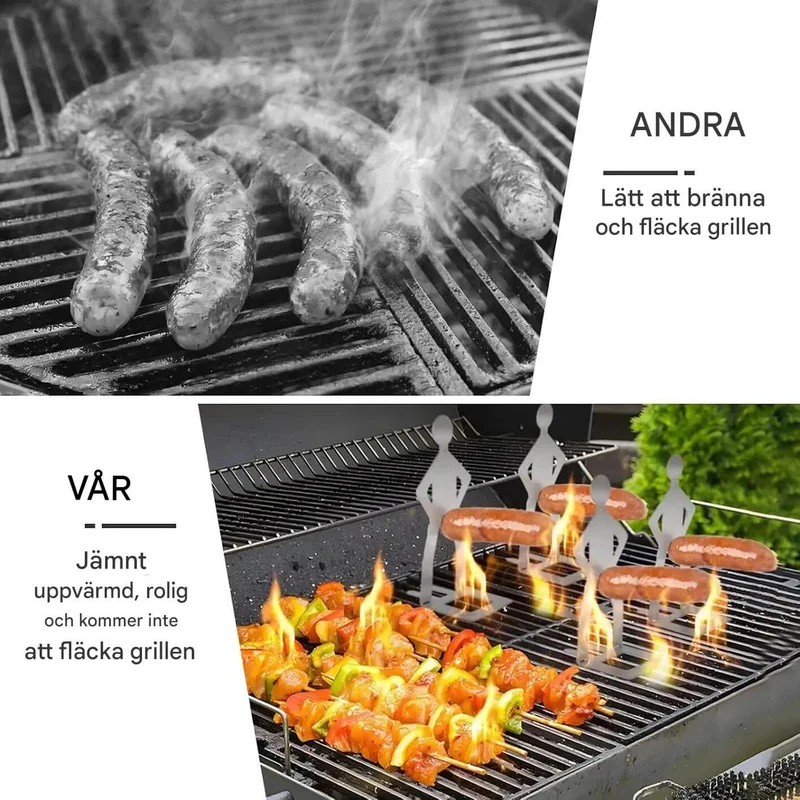 Sausbro - Bärbar korvhållare i rostfritt stål för camping, grill och picknick 5st