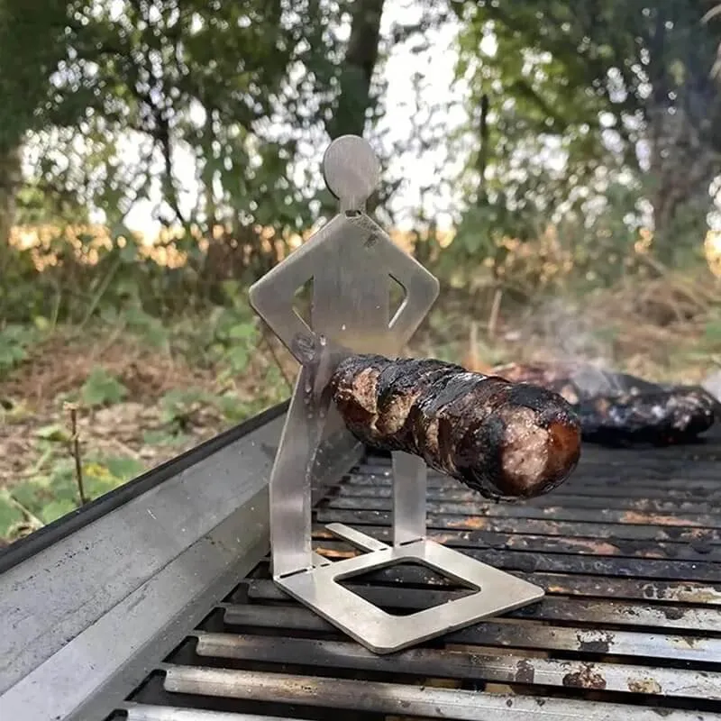 Sausbro - Bärbar korvhållare i rostfritt stål för camping, grill och picknick 5st