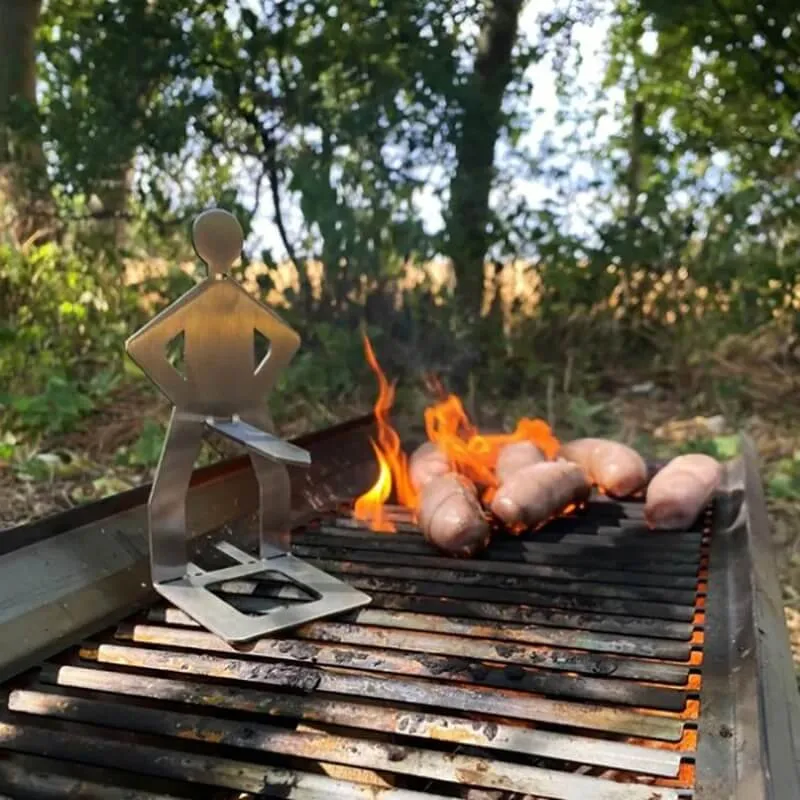 Sausbro - Bärbar korvhållare i rostfritt stål för camping, grill och picknick 5st