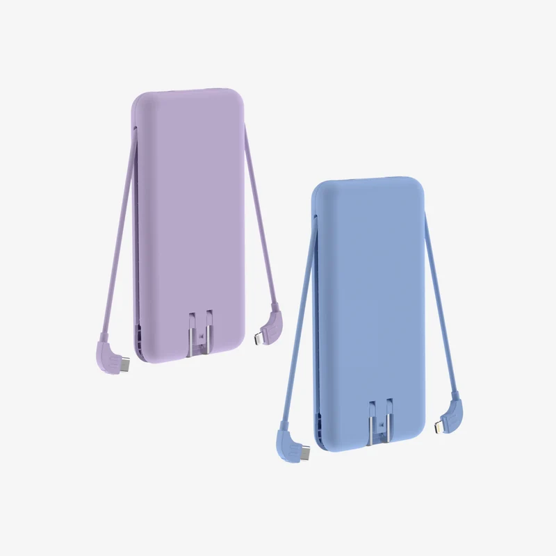 10.000 mAh Powerbank med Reiselader | 5-i-1 Qi Oplader med kabler