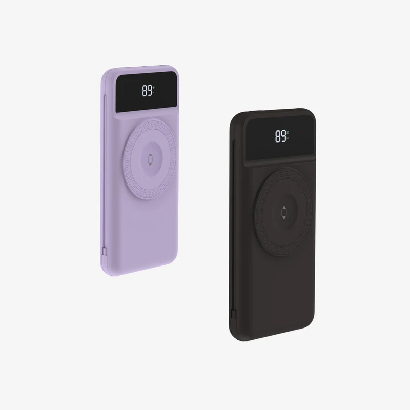 10.000 mAh Powerbank med Reiselader | 5-i-1 Qi Oplader med kabler