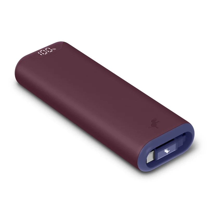 Kompakt USB-C Powerbank med 10.000 mAh og indbygget ladekabel