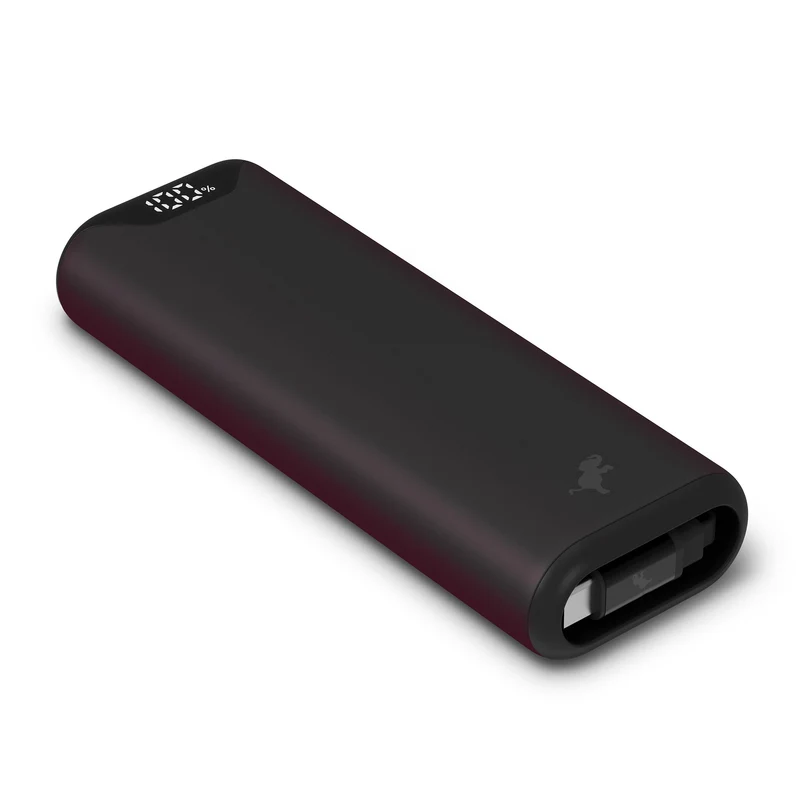 Kompakt USB-C Powerbank med 10.000 mAh og indbygget ladekabel