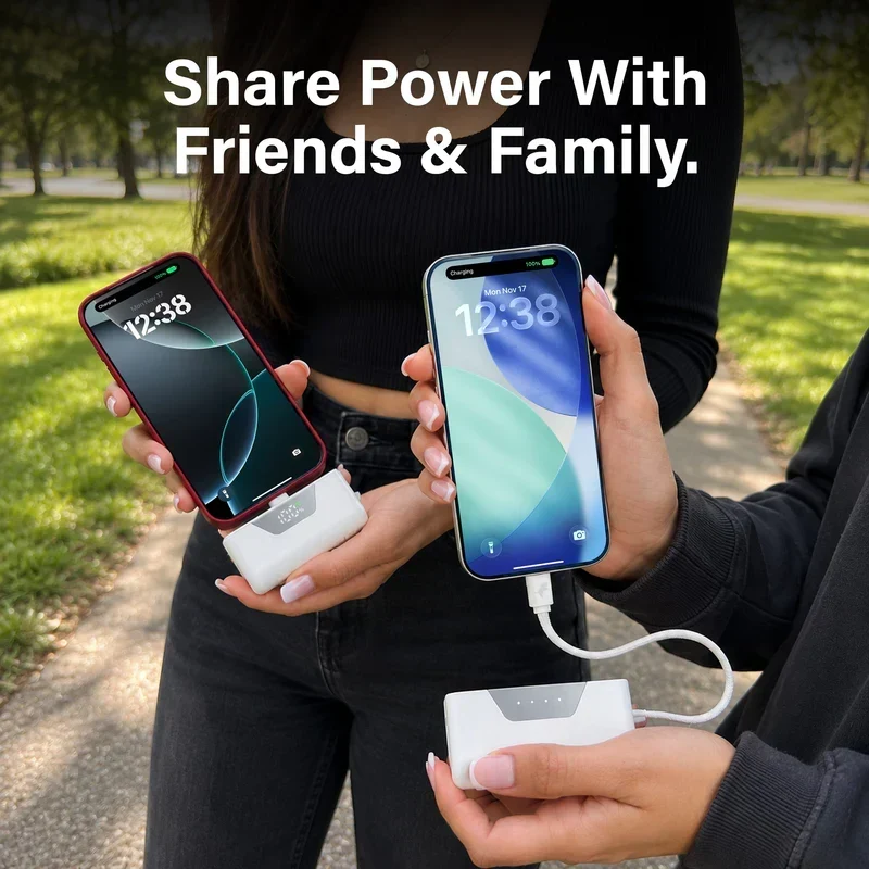 Magnetisk Powerbank 10.000 mAh med to 5.000 mAh batterier og USB-C porte